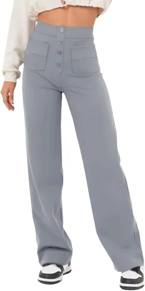 Flexipants - Women's Casual High Waist Stretch Pants, Womens Pants, Flexi Pants, Straight Leg Casual Trousers with Pockets