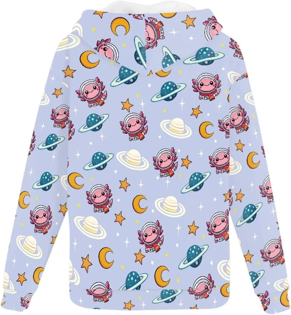 GLUDEAR Axolotl Hoodies for Men 3D Anime Graphic Print Zip Hoodie Sweatshirts Pullover Novelty Cute Hoody Hooded