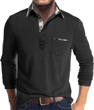 Golf Shirts for Men Long Sleeve Regular Fit Casual Golf Shirt Classic Athletic Quick Dry Performance Collared T-Shirts