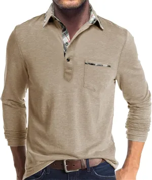 Golf Shirts for Men Long Sleeve Regular Fit Casual Golf Shirt Classic Athletic Quick Dry Performance Collared T-Shirts