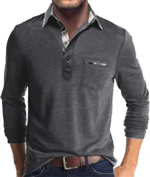 Golf Shirts for Men Long Sleeve Regular Fit Casual Golf Shirt Classic Athletic Quick Dry Performance Collared T-Shirts
