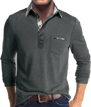 Golf Shirts for Men Long Sleeve Regular Fit Casual Golf Shirt Classic Athletic Quick Dry Performance Collared T-Shirts