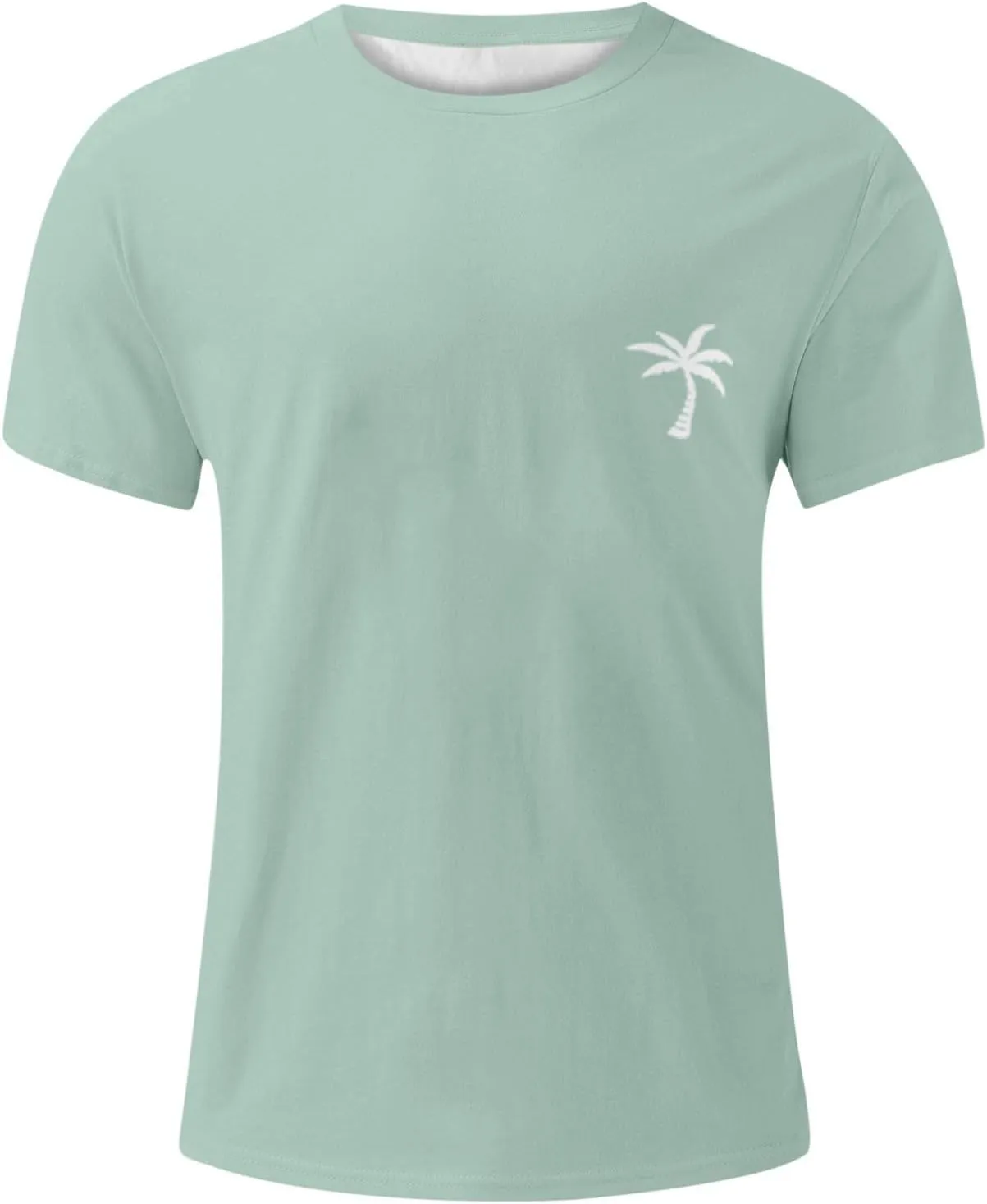 Graphic T Shirts for Man Summer Beach Palm Tree Print Crew Neck Short Sleeve Tees Classic Oversized Heavy Cotton Tops