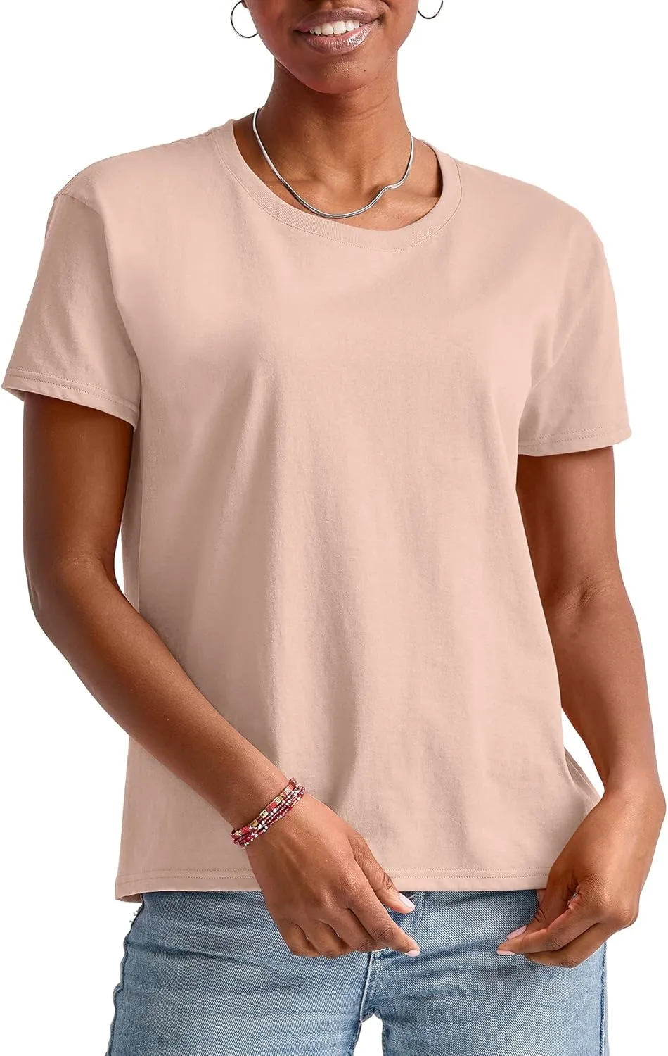 Hanes Women's Essentials Oversized T-Shirt Pack, Cotton Tee For Women, Relaxed Fit, 3-Pack