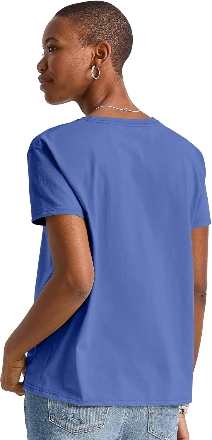 Hanes Women's Essentials Oversized T-Shirt Pack, Cotton Tee For Women, Relaxed Fit, 3-Pack