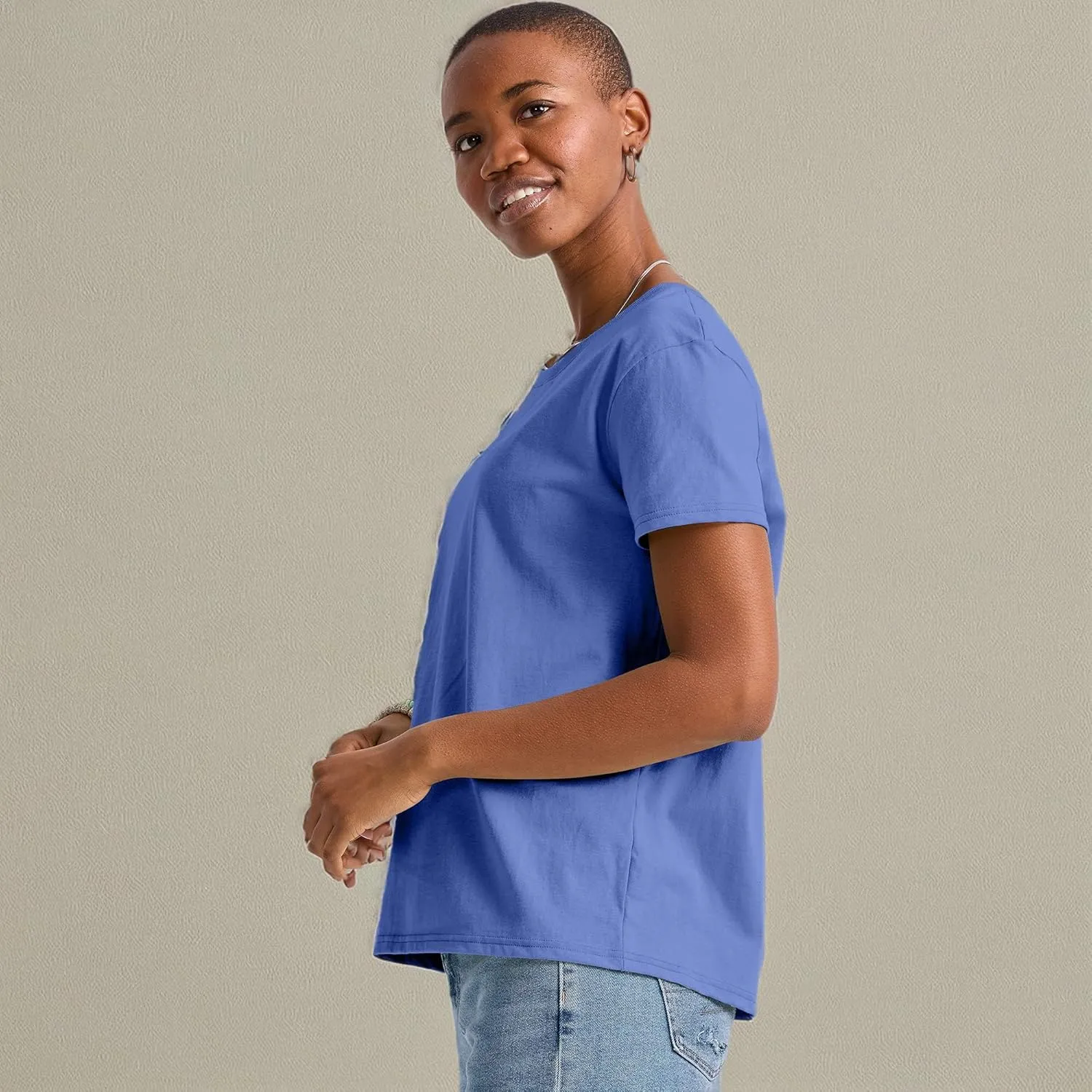 Hanes Women's Essentials Oversized T-Shirt Pack, Cotton Tee For Women, Relaxed Fit, 3-Pack