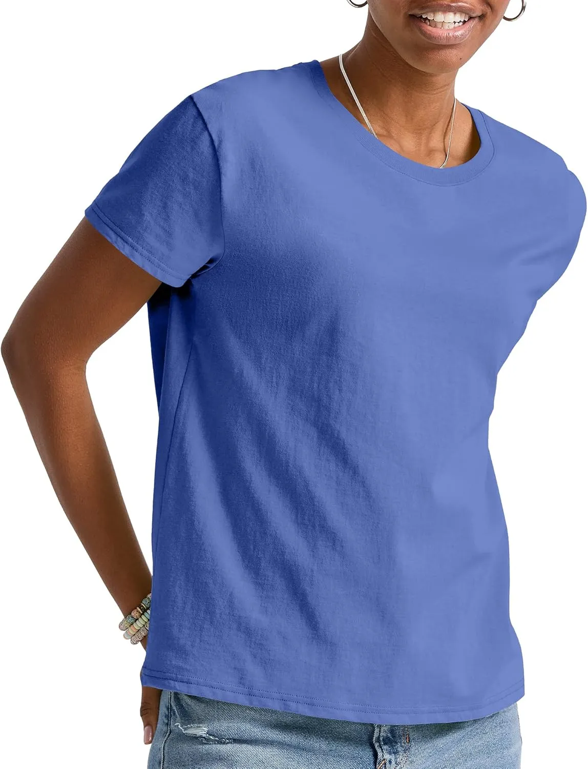 Hanes Women's Essentials Oversized T-Shirt Pack, Cotton Tee For Women, Relaxed Fit, 3-Pack