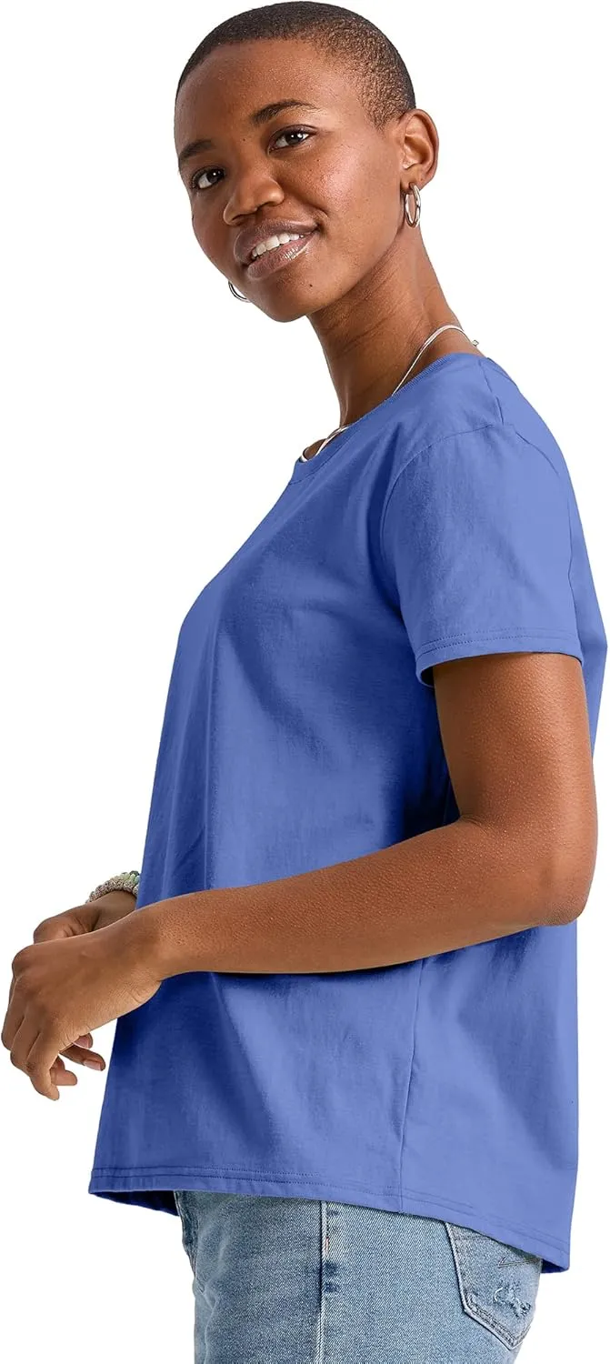 Hanes Women's Essentials Oversized T-Shirt Pack, Cotton Tee For Women, Relaxed Fit, 3-Pack