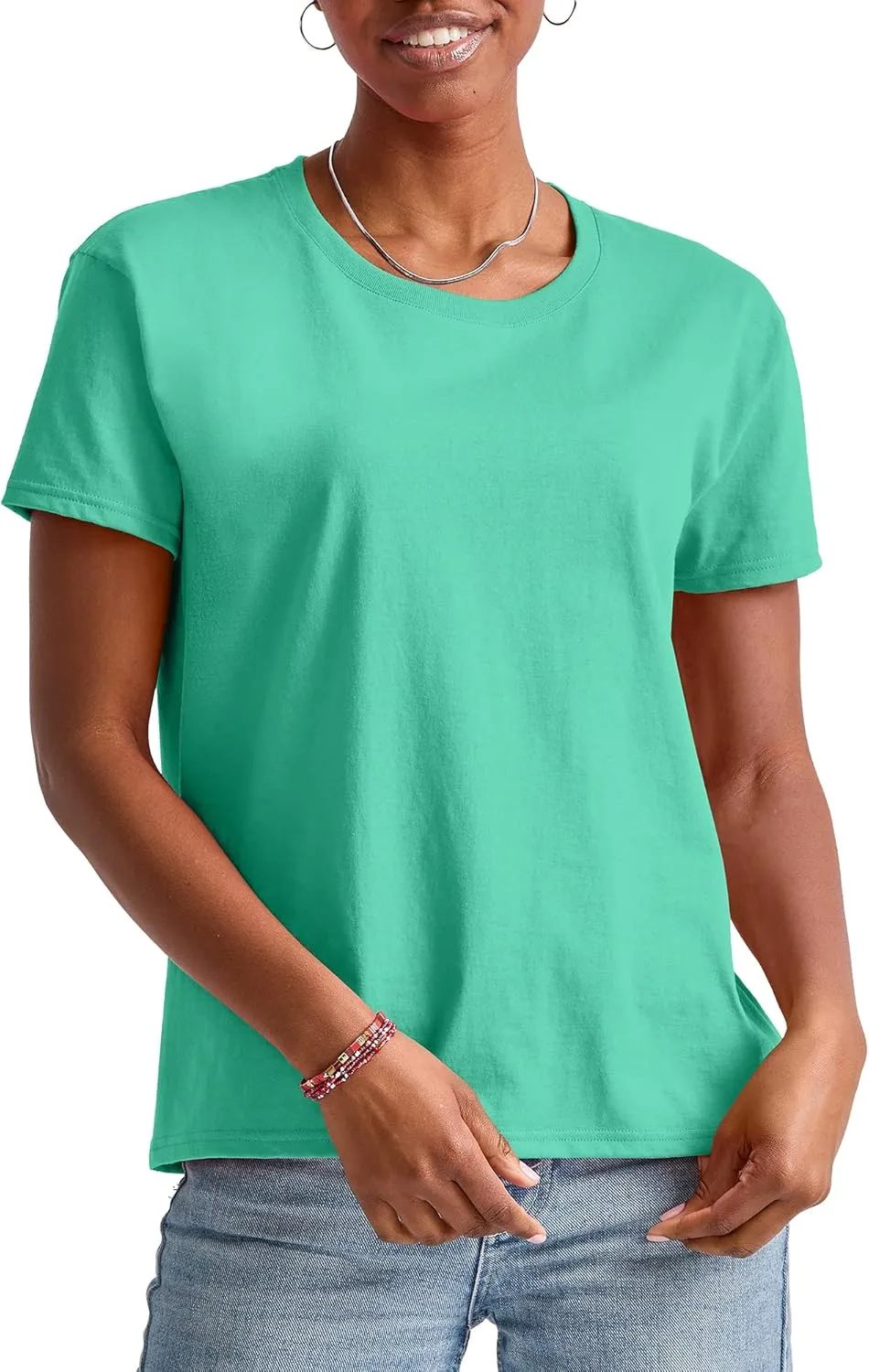 Hanes Women's Essentials Oversized T-Shirt Pack, Cotton Tee For Women, Relaxed Fit, 3-Pack