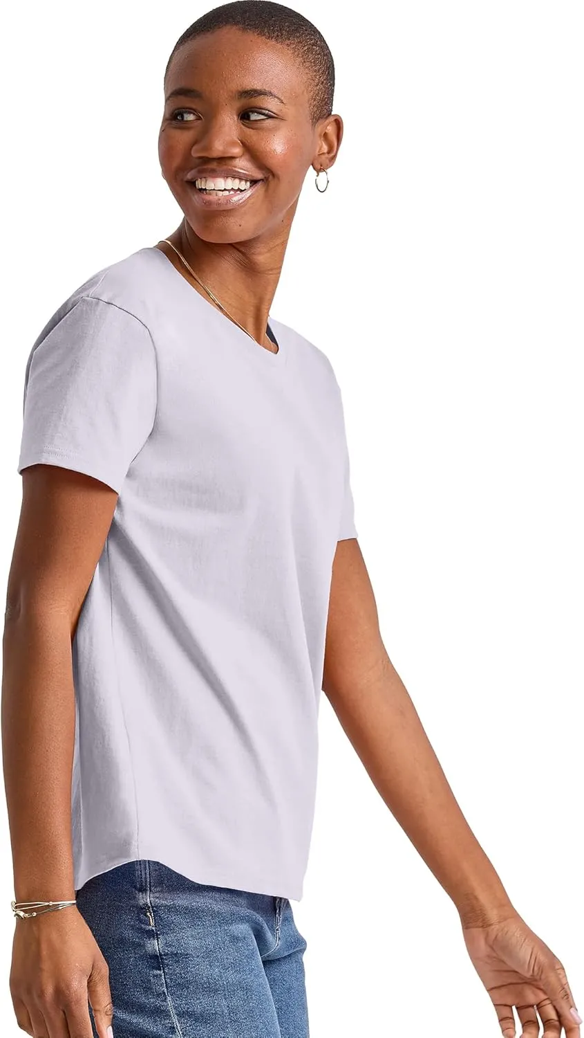 Hanes Women's Essentials Oversized T-Shirt Pack, Cotton Tee For Women, Relaxed Fit, 3-Pack