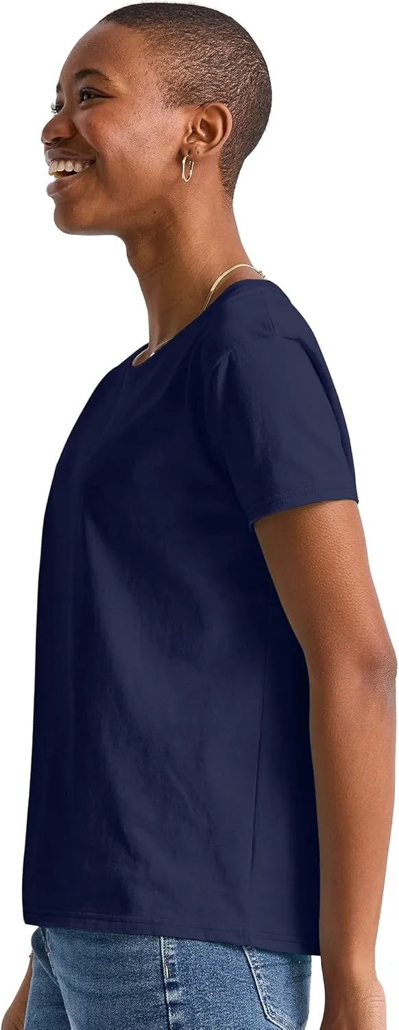 Hanes Women's Essentials Oversized T-Shirt Pack, Cotton Tee For Women, Relaxed Fit, 3-Pack