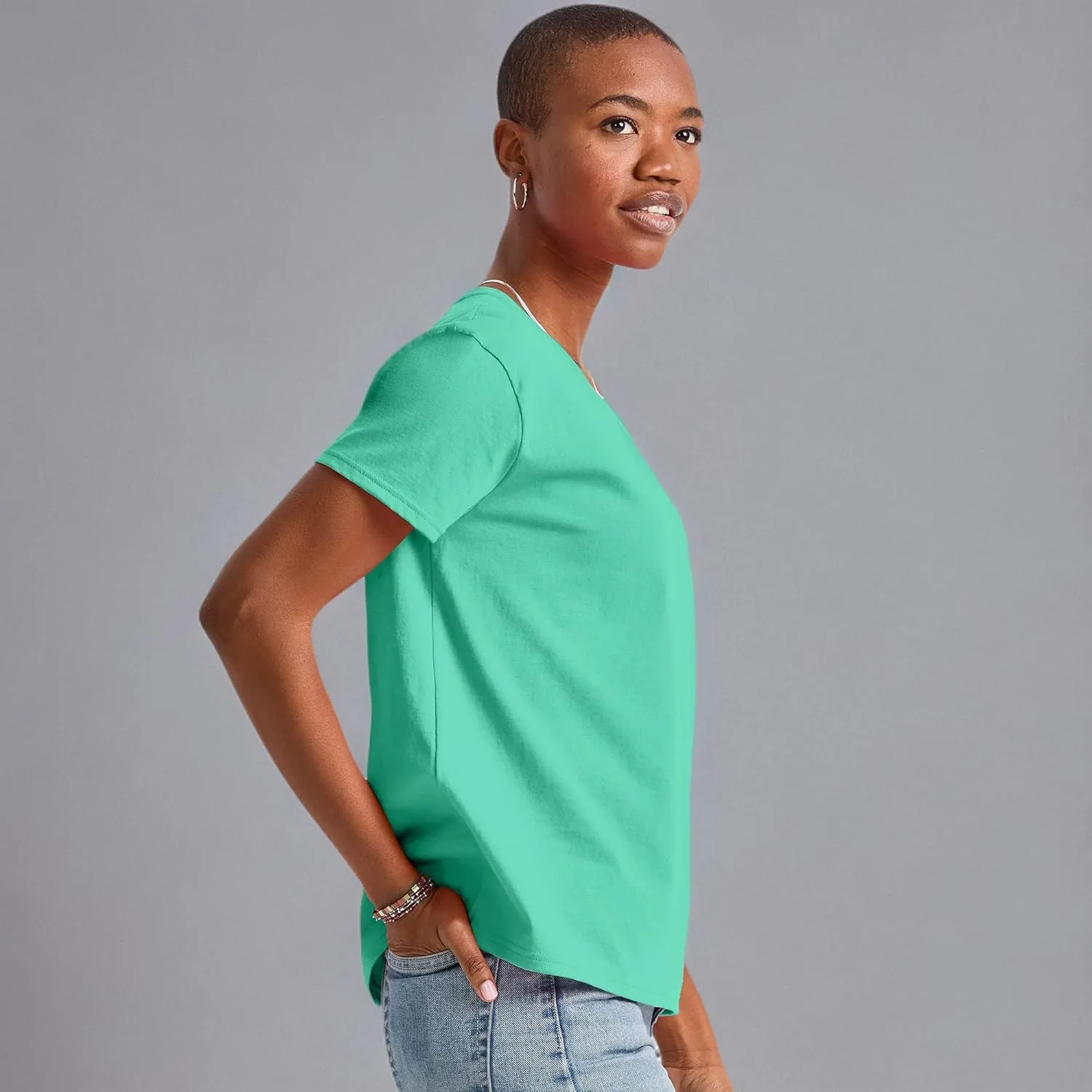 Hanes Women's Essentials Oversized T-Shirt Pack, Cotton Tee For Women, Relaxed Fit, 3-Pack
