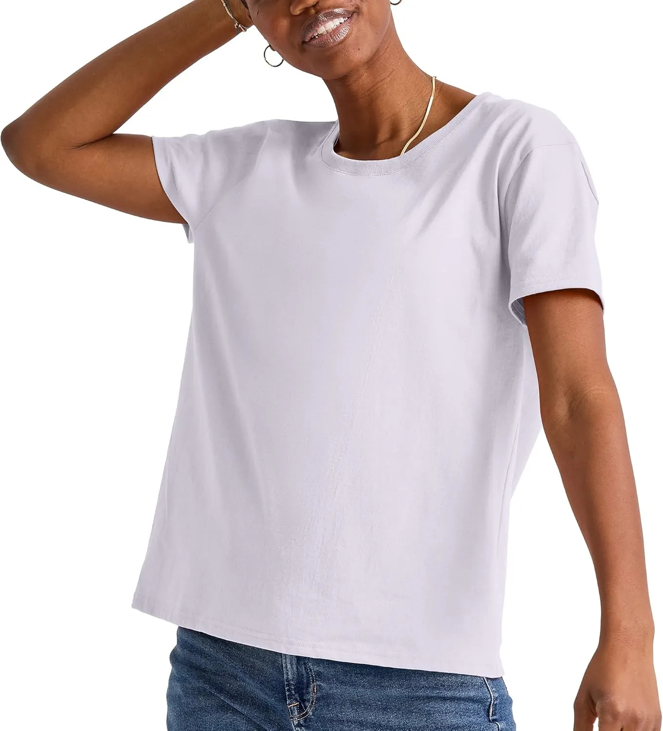 Hanes Women's Essentials Oversized T-Shirt Pack, Cotton Tee For Women, Relaxed Fit, 3-Pack