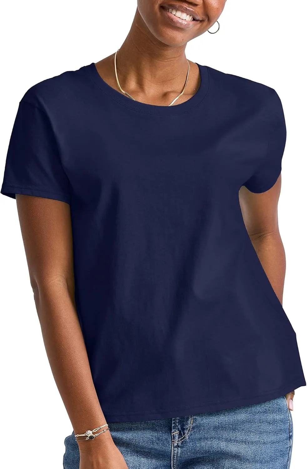 Hanes Women's Essentials Oversized T-Shirt Pack, Cotton Tee For Women, Relaxed Fit, 3-Pack