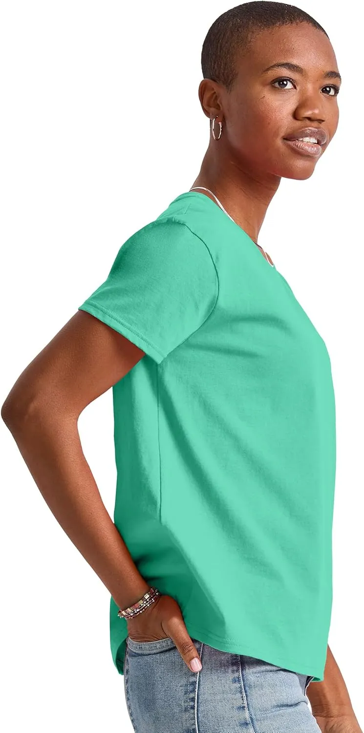 Hanes Women's Essentials Oversized T-Shirt Pack, Cotton Tee For Women, Relaxed Fit, 3-Pack