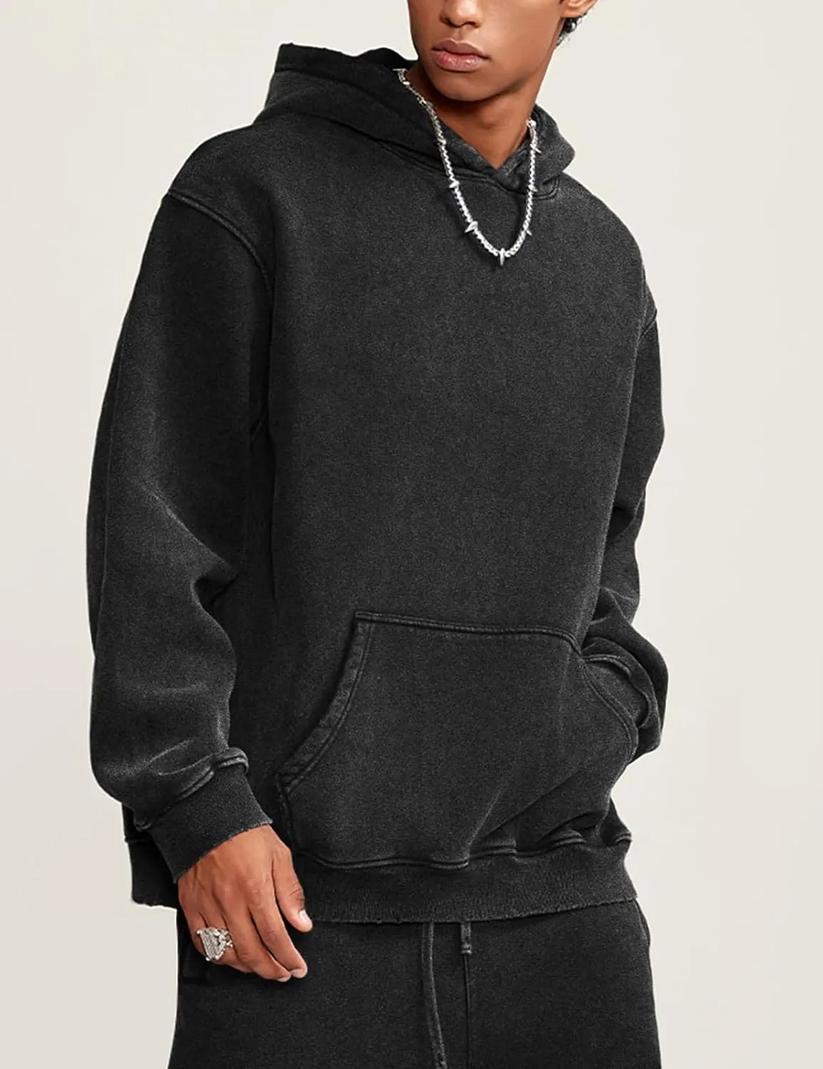 hathne Men's Oversized Hoodies Sweatshirt Cotton Wash Hooded Baggy Pullover Hoodies Vintage Winter Spring