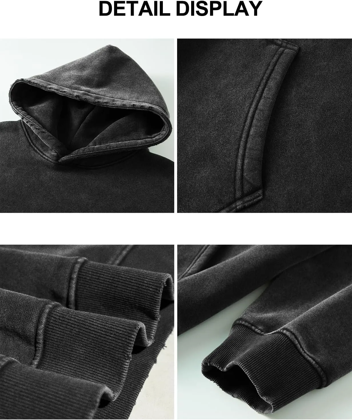 hathne Men's Oversized Hoodies Sweatshirt Cotton Wash Hooded Baggy Pullover Hoodies Vintage Winter Spring