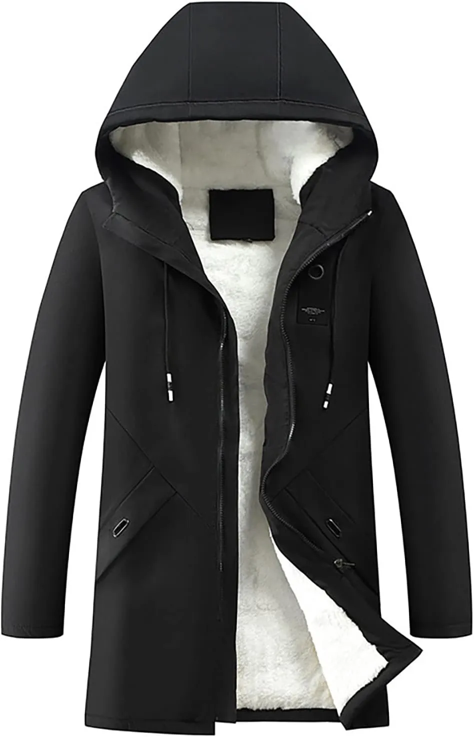 Hoodies For Men Fleece Pullover Autumn Winter Zipper Warm Down Jacket Hooded Plush Solid Color Cotton Coat