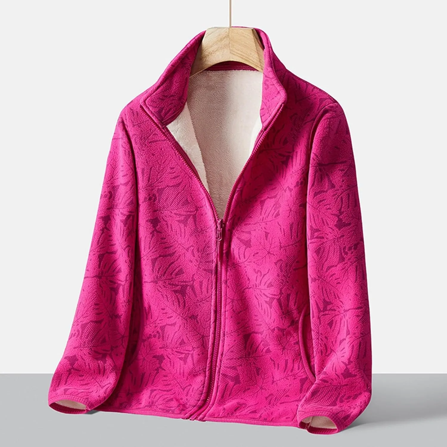 Jackets for Women Solid Color Thin Fuzzy Fleece Lightweight Cardigans Jacket Full Zip Up Cropped Warm Winter Coats