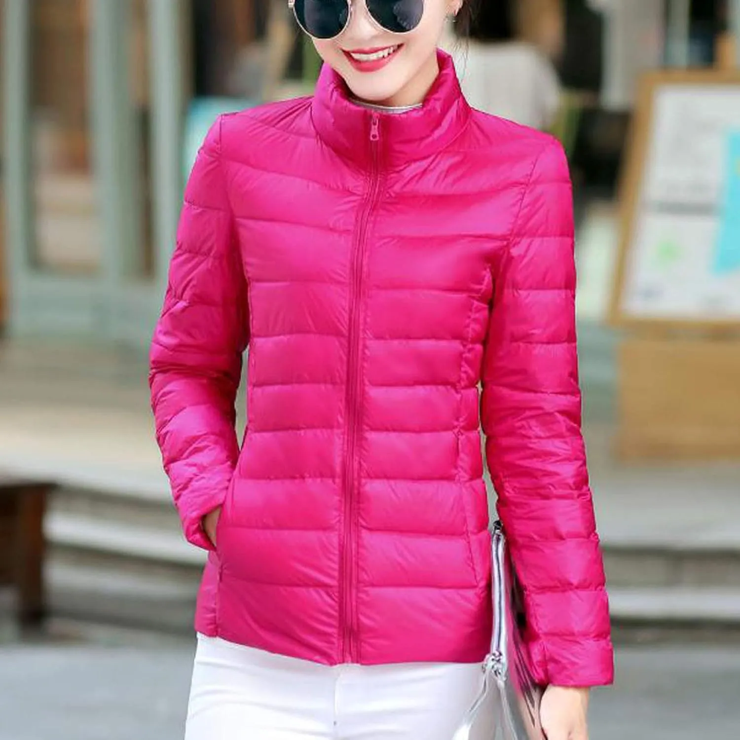JEGULV Puffer Jacket Womens 2025 Winter Warm Lightweight Down Coats Lightweight Slim Fit Zip Up Jacket Short Duck Down Coats