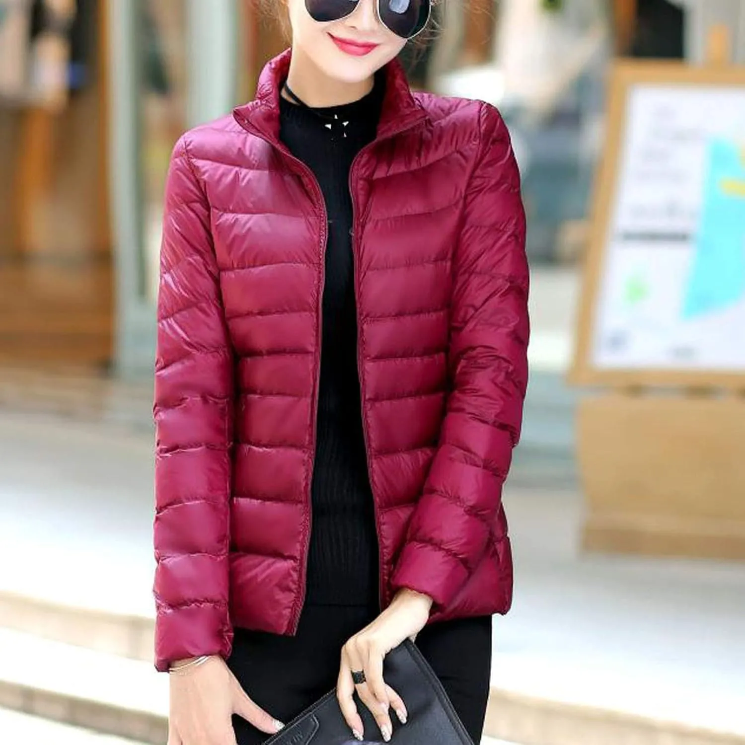 JEGULV Puffer Jacket Womens 2025 Winter Warm Lightweight Down Coats Lightweight Slim Fit Zip Up Jacket Short Duck Down Coats