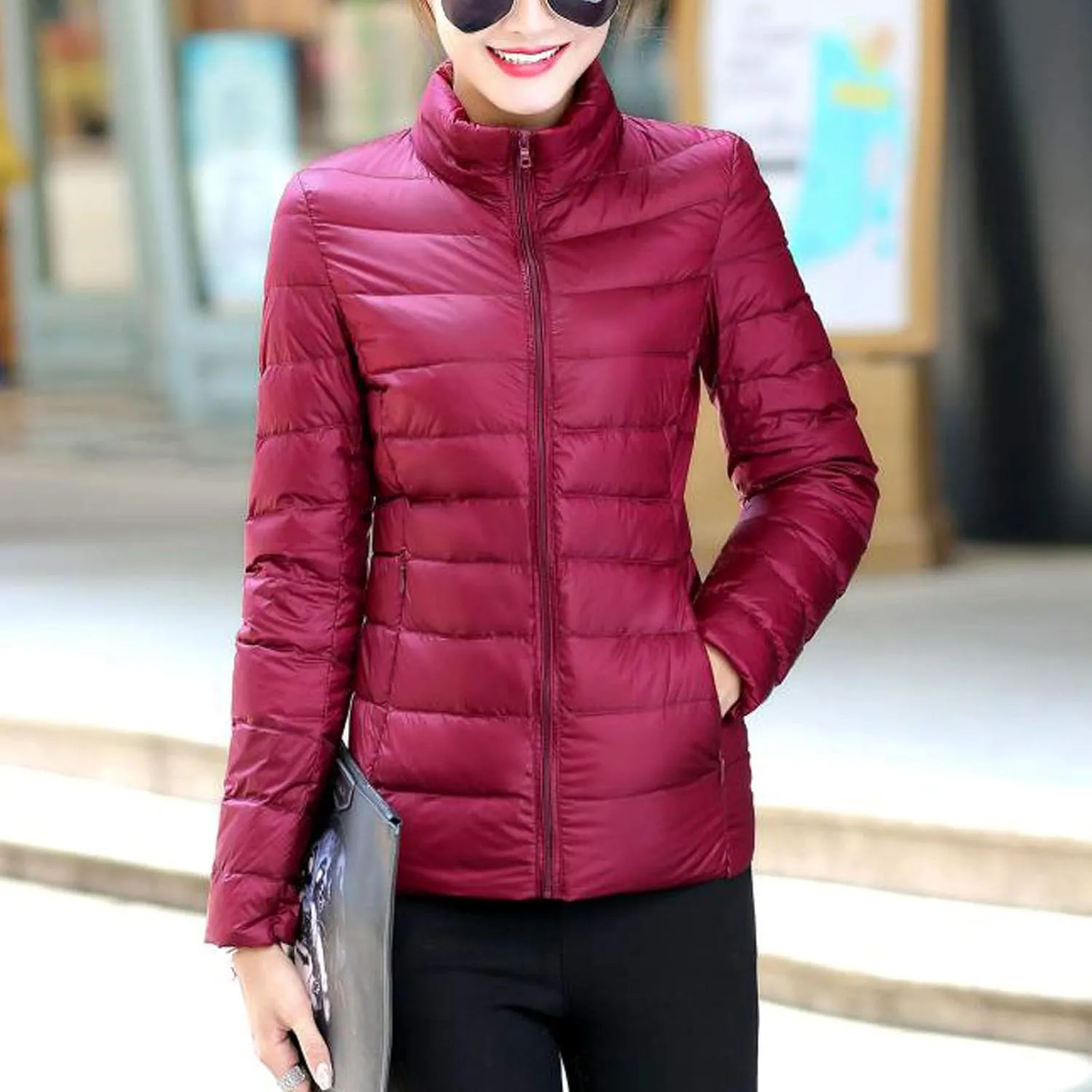 JEGULV Puffer Jacket Womens 2025 Winter Warm Lightweight Down Coats Lightweight Slim Fit Zip Up Jacket Short Duck Down Coats