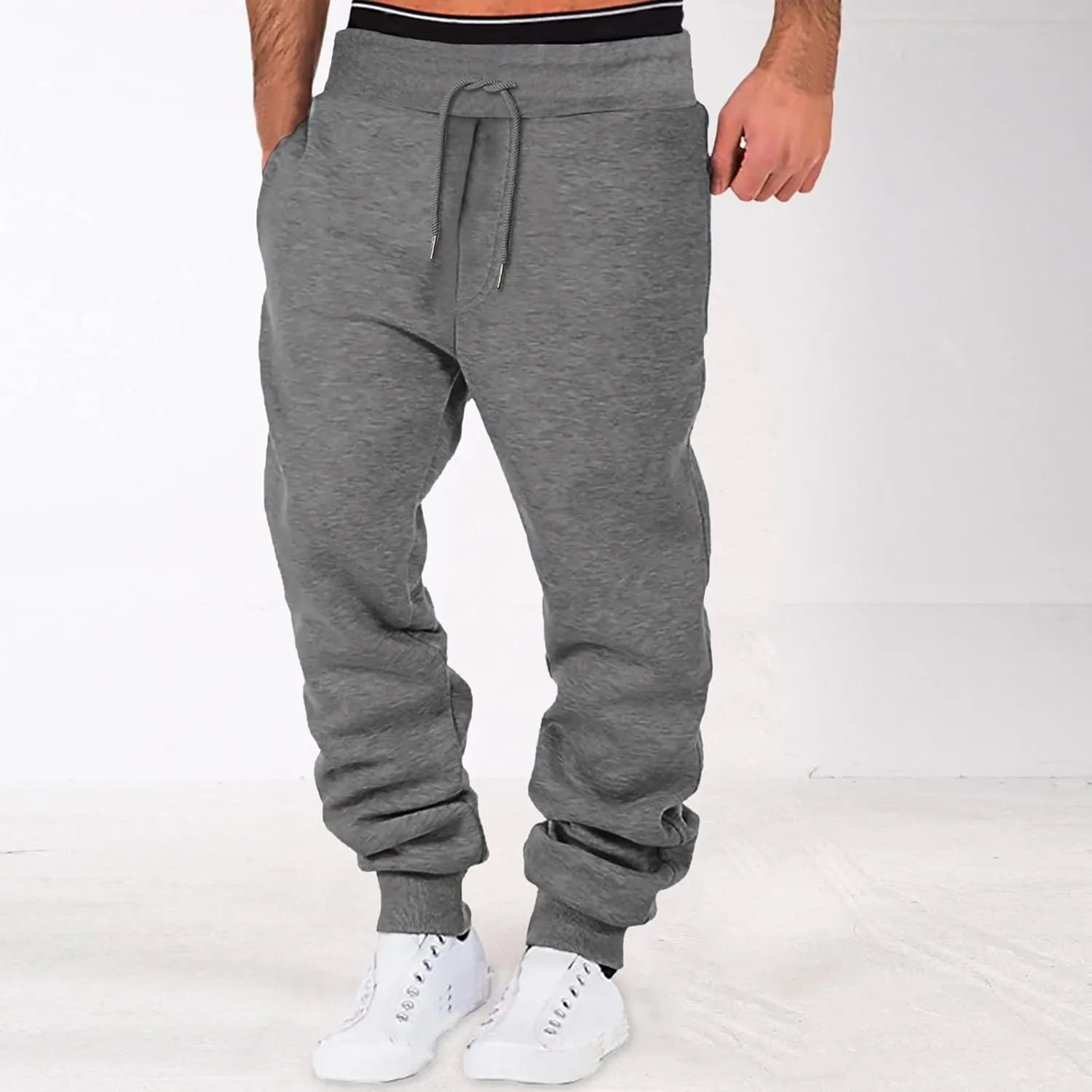 Joggers Pants Man Pants Casual Jogging Sports Elastic with Pockets Men's Men's Pants Heavyweight Fleece Cargo