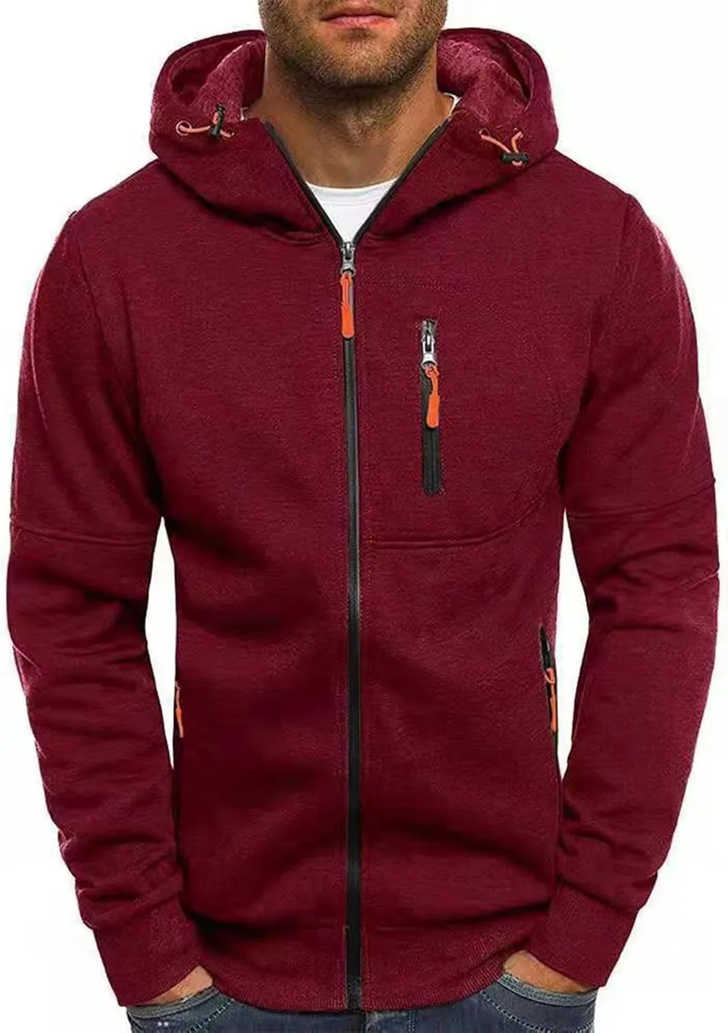 LCMTWX Hoodies for Guys Winter Casual Loose Solid Hooded Sweater Top With Zip Pockets Men's Hooded Fleece Sweatshirt Men's