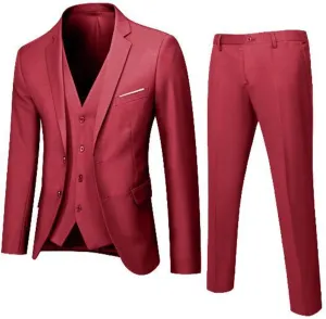 LCMTWX Men'S Suits 2024 3 Suit Business Wedding Party Jacket Vest & Pants Coat Linen Set For Men Traje Formal Para Mens
