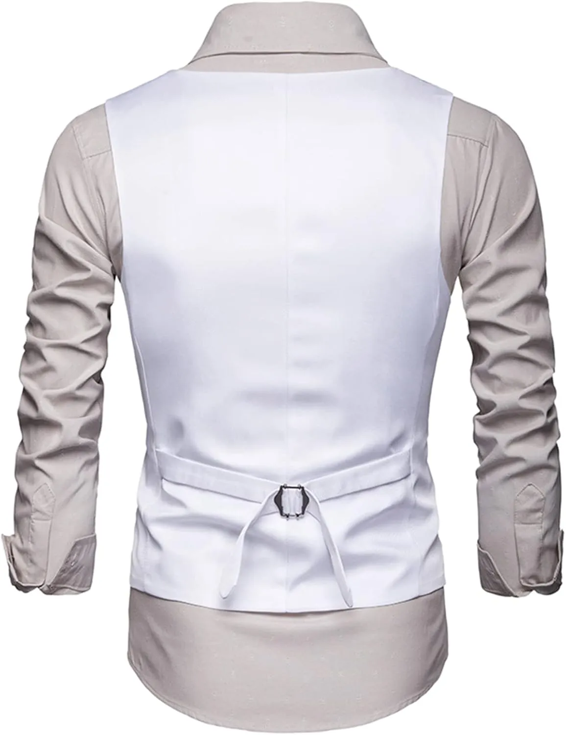 LCMTWX Men's Summer Black Solid V-Neck XL Polyester Button Closure Classic Fit Hip Length Vest with Slit Pocket