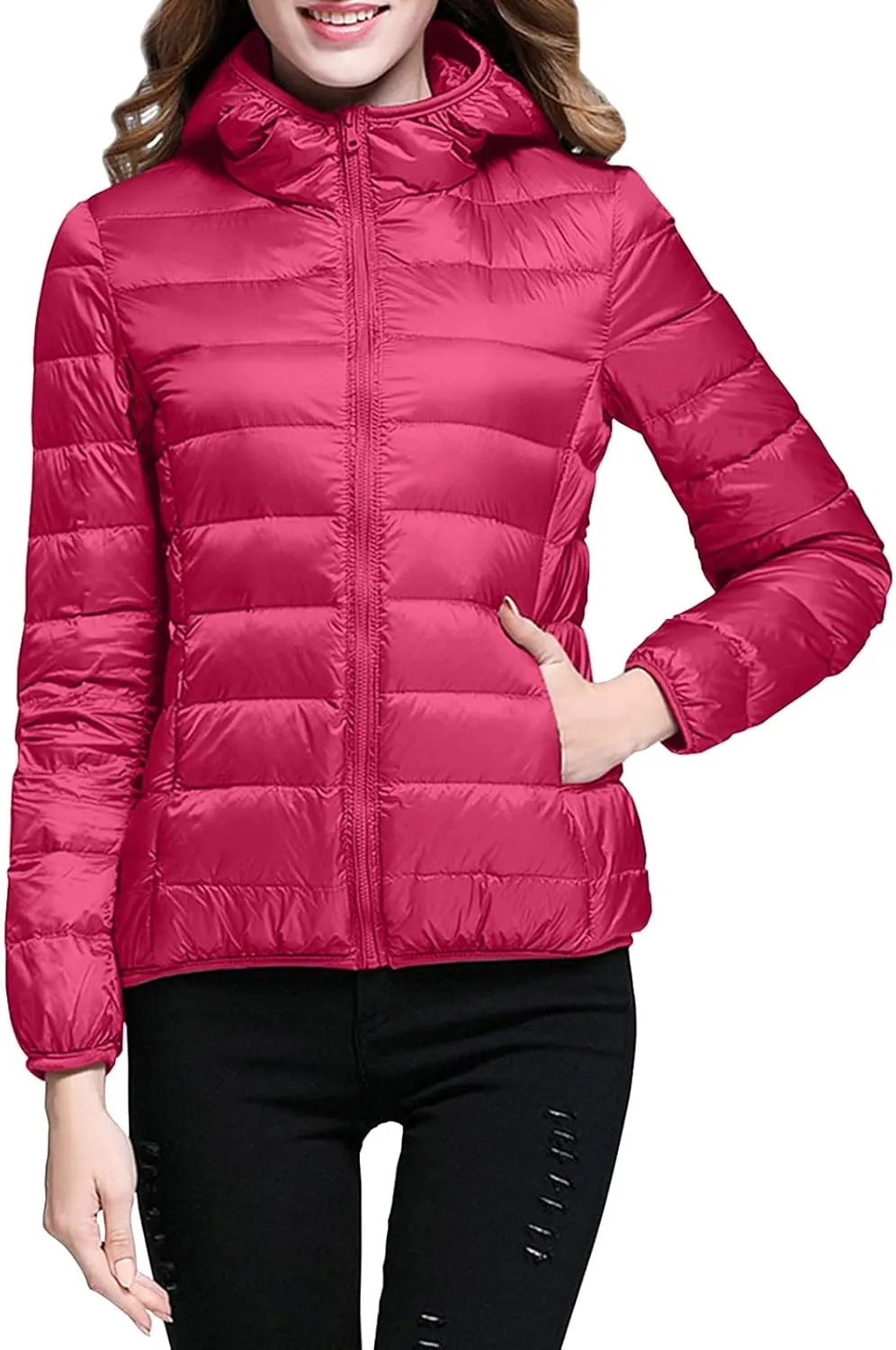 Lightweight Packable Down for Women Jacket Lightweight Puffer Coat with Hood Winter Warm Puffer Jackets for Women