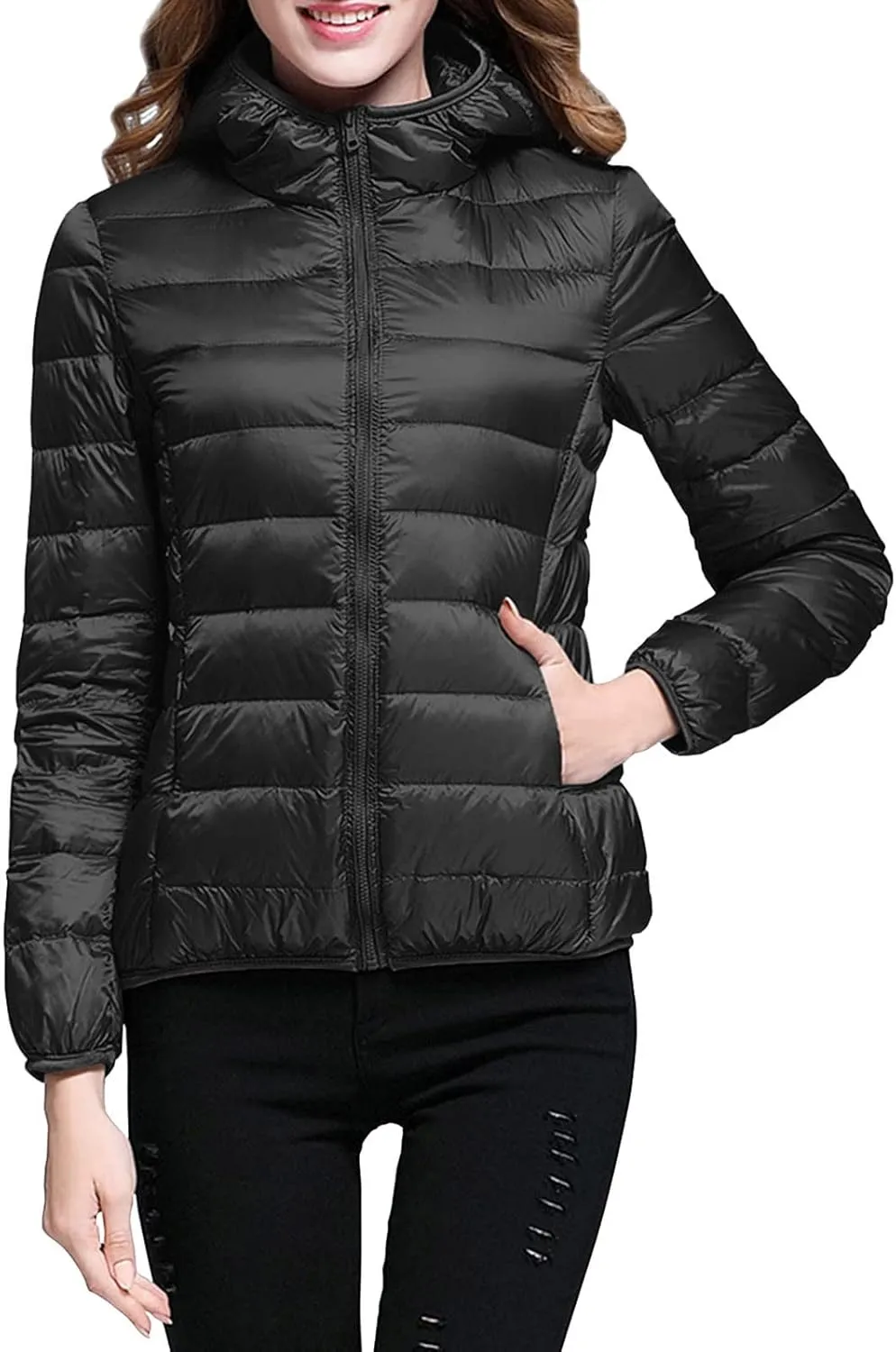 Lightweight Packable Down for Women Jacket Lightweight Puffer Coat with Hood Winter Warm Puffer Jackets for Women