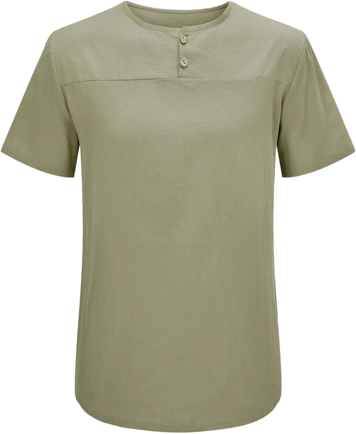 Linen Henley Shirt for Men Summer Solid Casual Trendy Tees Lightweight Breathable Athletic-Fit Button Up Beach Tops