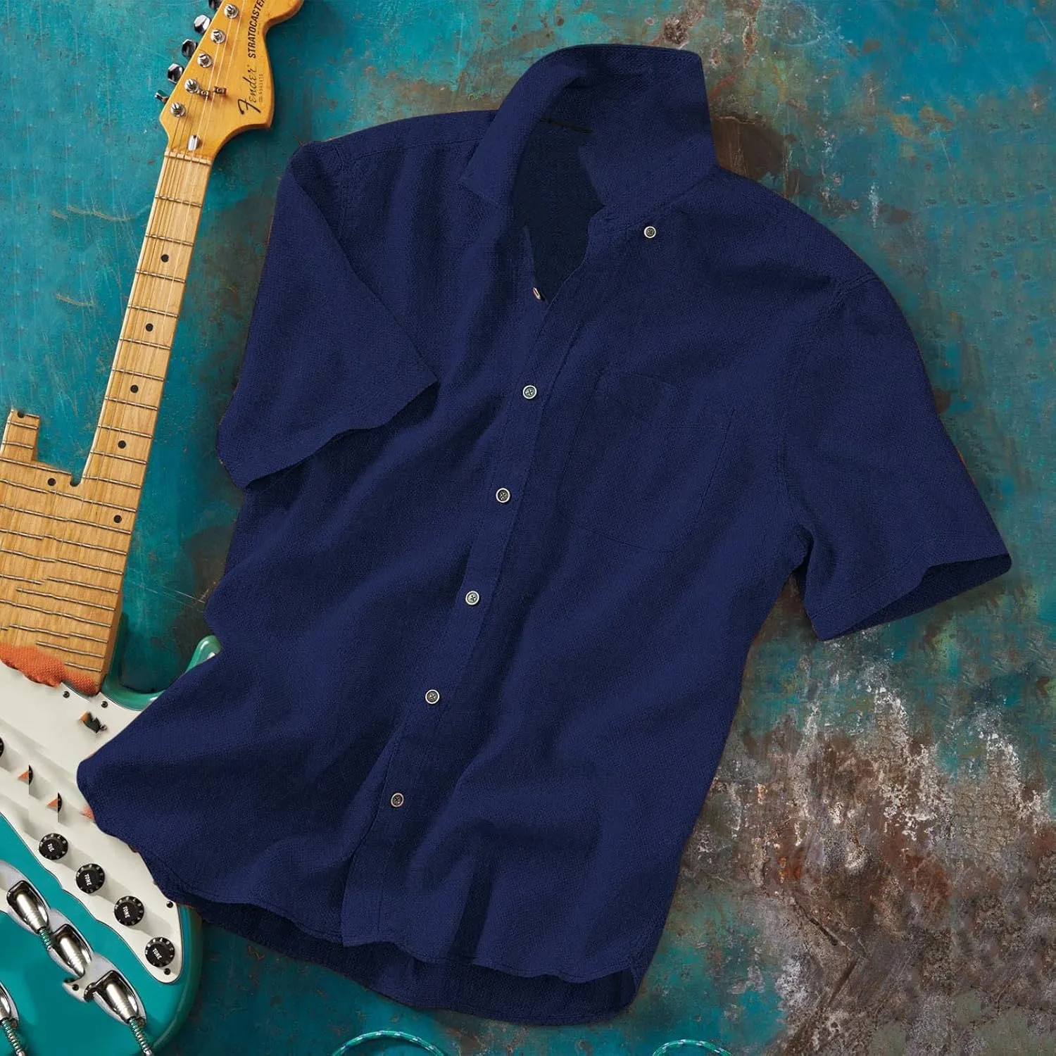 Linen Shirts for Men Trendy Button Down Short Sleeve Summer Beach Wedding Shirt Lightweight Quick Dry Chambray Blouses