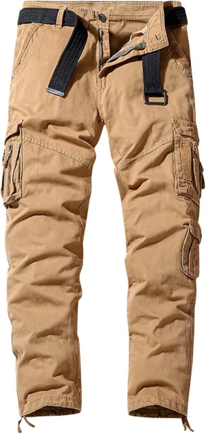 Maiyifu-GJ Men's Casual Outdoor Cargo Pants Relaxed Fit Solid Military Army Pants Multi Pocket Tactical Hiking Trousers