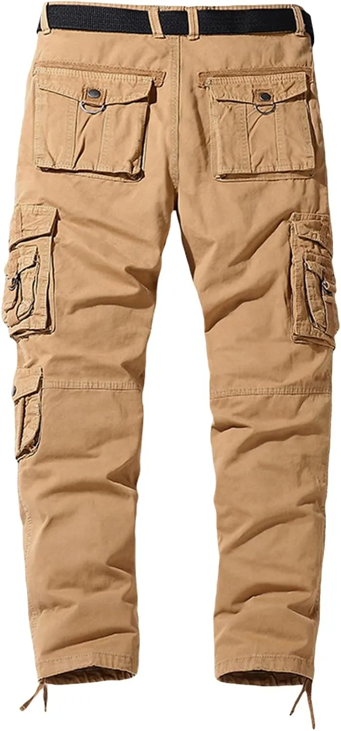 Maiyifu-GJ Men's Casual Outdoor Cargo Pants Relaxed Fit Solid Military Army Pants Multi Pocket Tactical Hiking Trousers