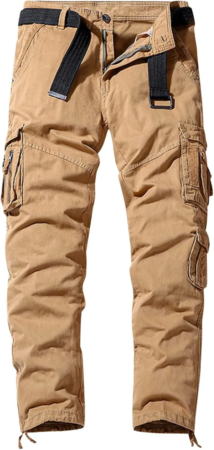 Maiyifu-GJ Men's Casual Outdoor Cargo Pants Relaxed Fit Solid Military Army Pants Multi Pocket Tactical Hiking Trousers