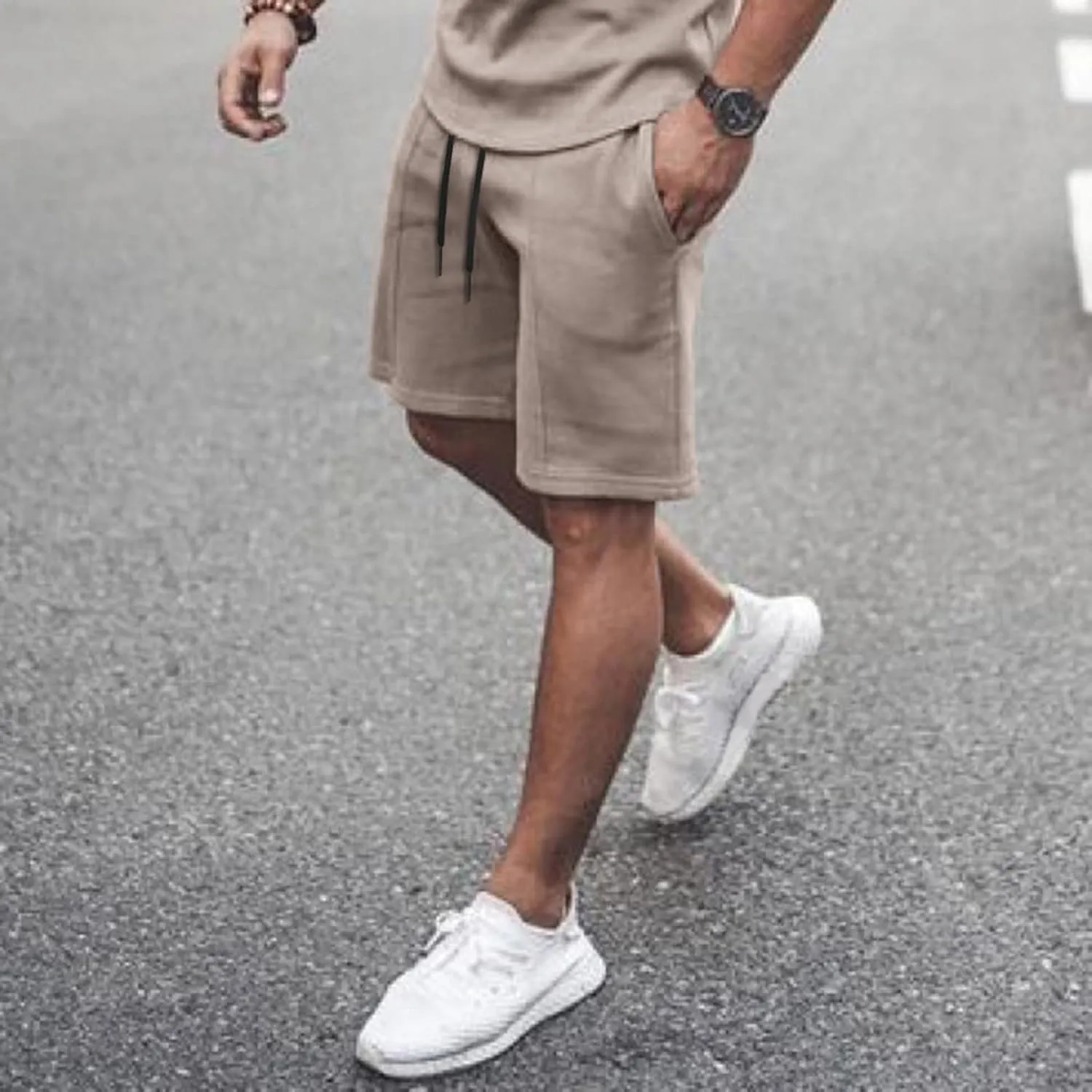 Men 2 Piece Outfits Summer Casual Crew Neck Muscle Short Sleeve Tee Shirts and Classic Fit Sport Shorts Set Tracksuit