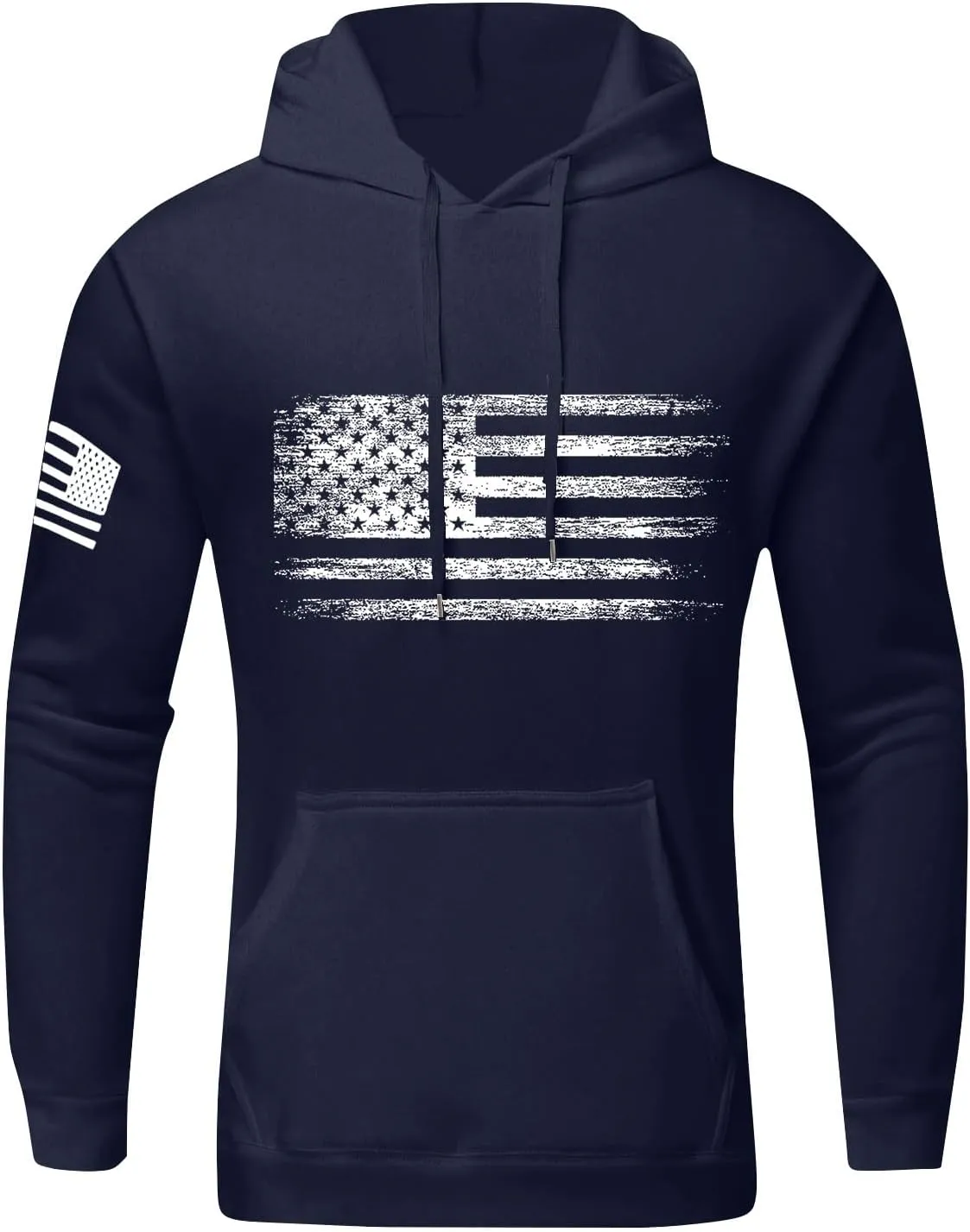 Men Big and Tall Hoodie Long Sleeve USA Flag Graphic Printed Patriotic Hooded Sweatshirt with Pocket