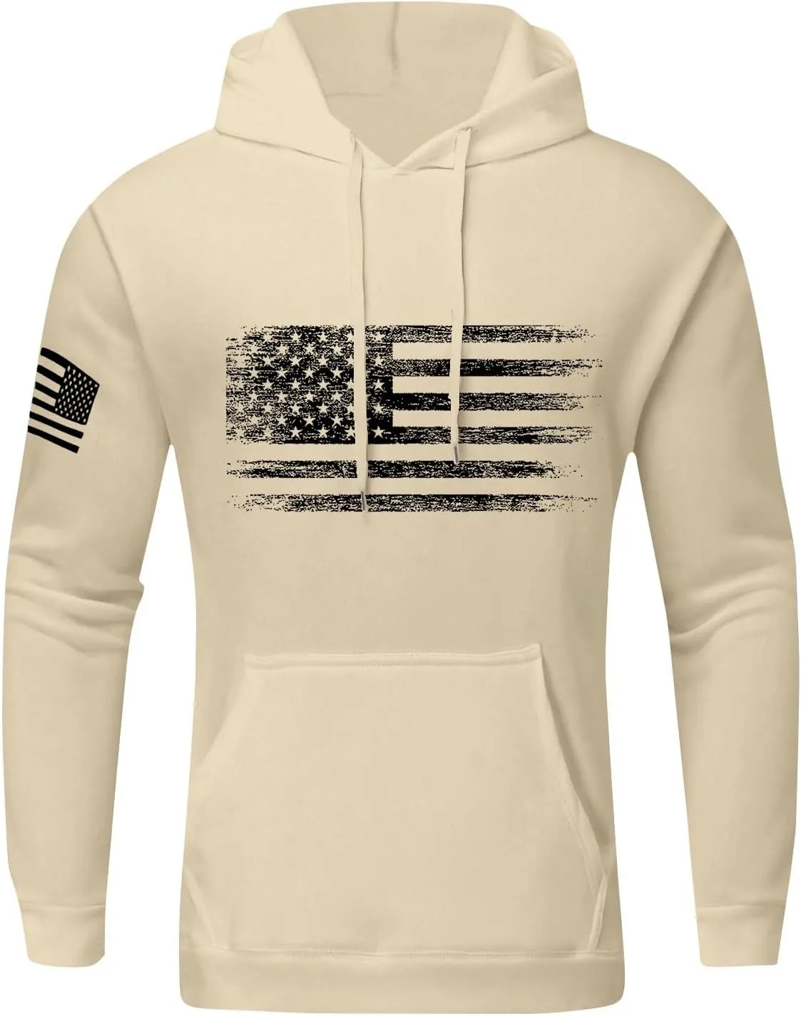 Men Big and Tall Hoodie Long Sleeve USA Flag Graphic Printed Patriotic Hooded Sweatshirt with Pocket