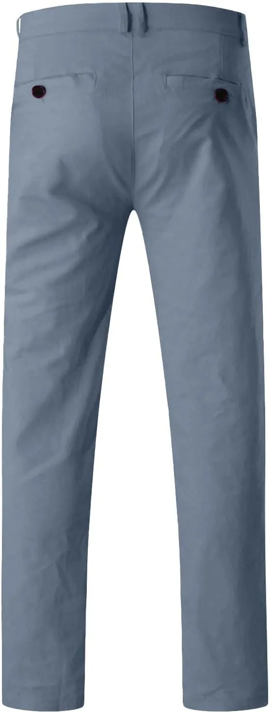 Men Chinos Joggers Pants Straight Fit Canvas Work Pant Elastic Waist Drawstring Flex Tapered Pant with Multi Pockets