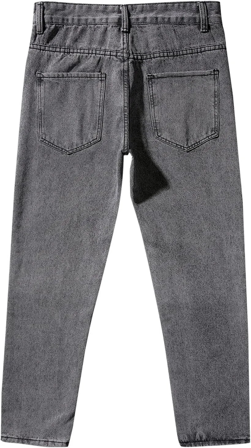Men Jeans Denim Casual Fashion Street Hip with Pockets Patchwork Men's Straight Hop Comfy Fashion Denim Stretch Fit