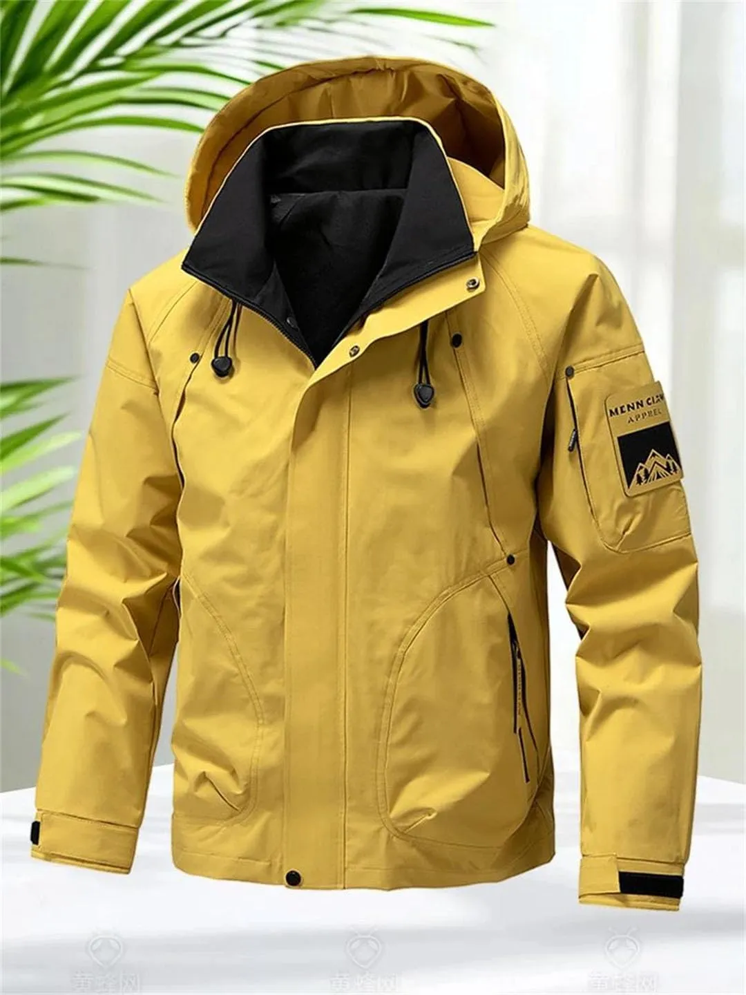 Men Outdoor Softshell Zip Up Hooded Jacket Windbreaker Hiking Camping Coats Lightweight Coats