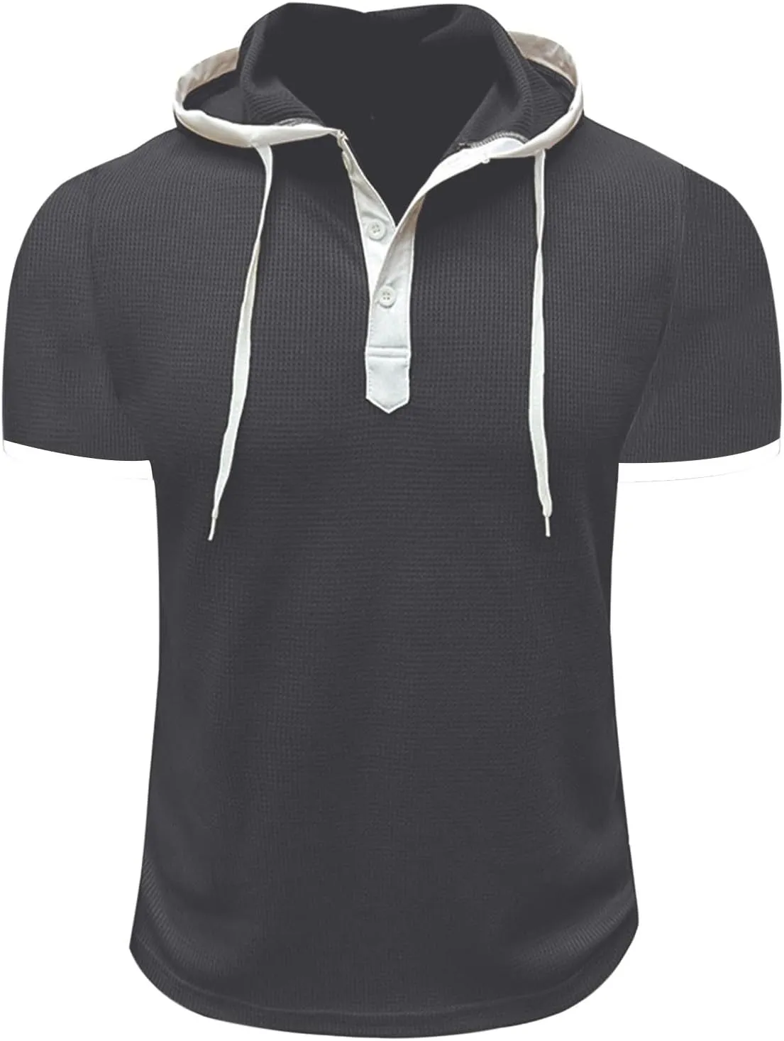 Men Waffle Hooded Tank Tops Bodybuilding Gym Sleeveless Workout Shirts Trendy Athletic Lounge Training Running Shirt