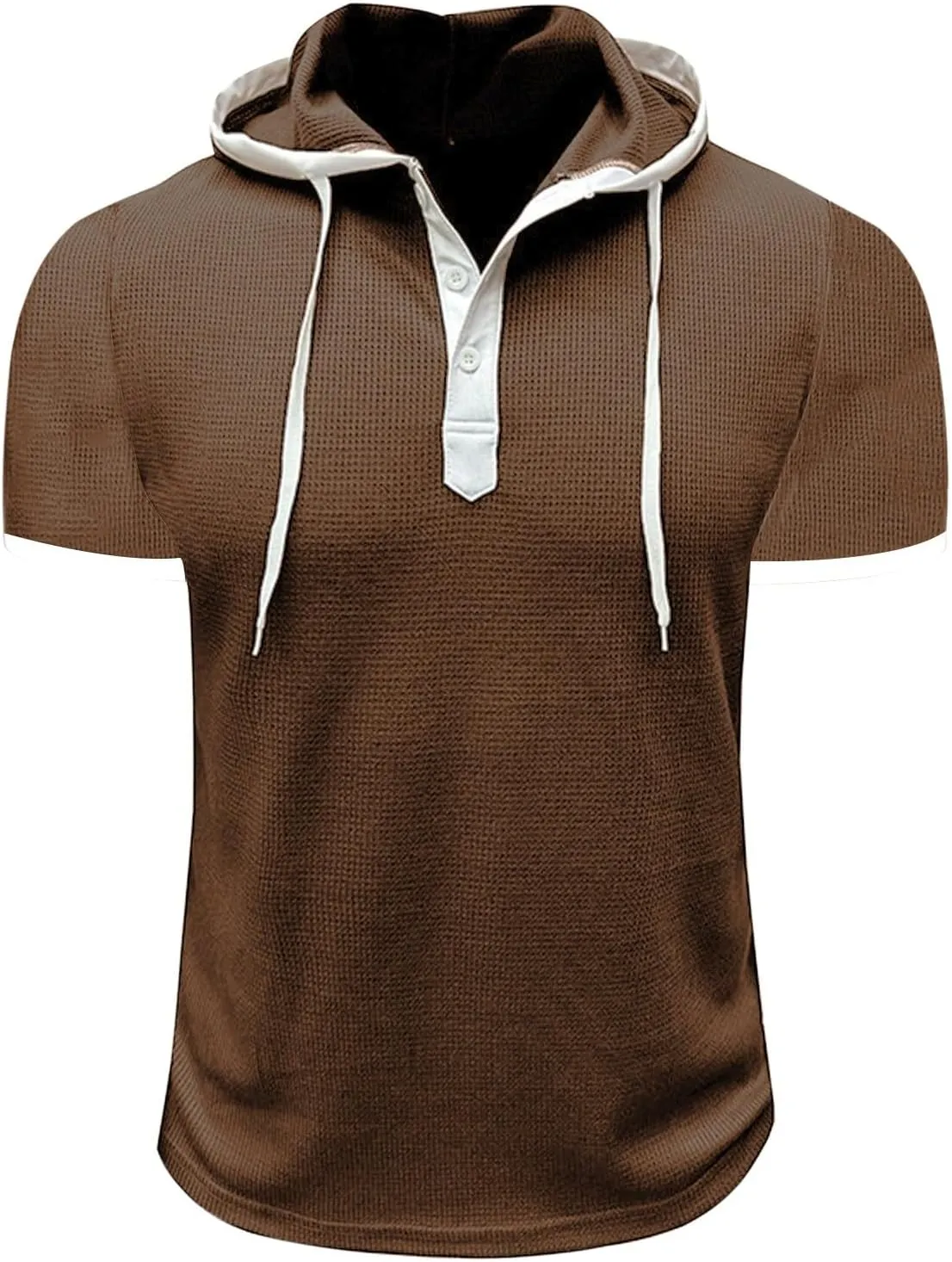 Men Waffle Hooded Tank Tops Bodybuilding Gym Sleeveless Workout Shirts Trendy Athletic Lounge Training Running Shirt