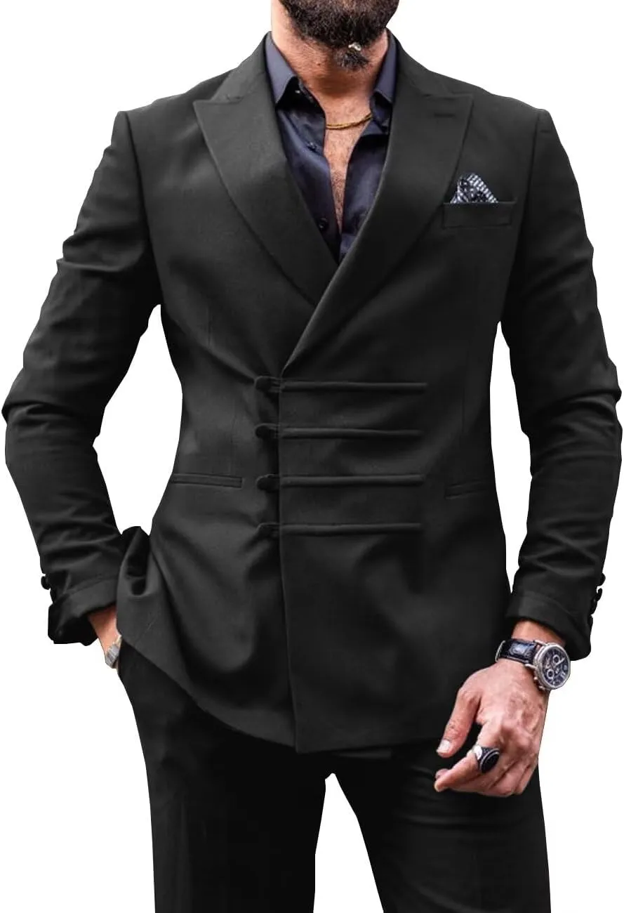 Men's 2 Piece Suit Slim Fit Chinese Suits for Men Wedding Suits Formal Business Prom Suits