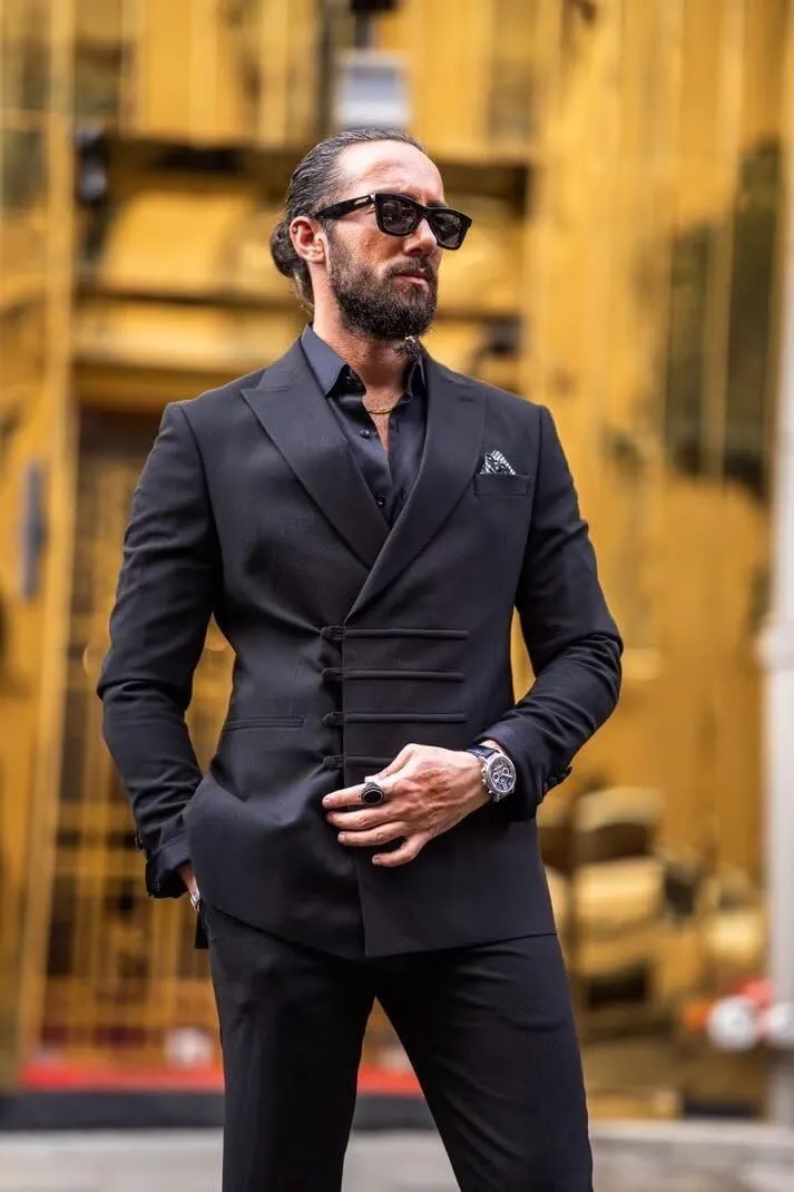 Men's 2 Piece Suit Slim Fit Chinese Suits for Men Wedding Suits Formal Business Prom Suits