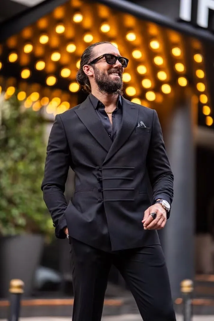 Men's 2 Piece Suit Slim Fit Chinese Suits for Men Wedding Suits Formal Business Prom Suits