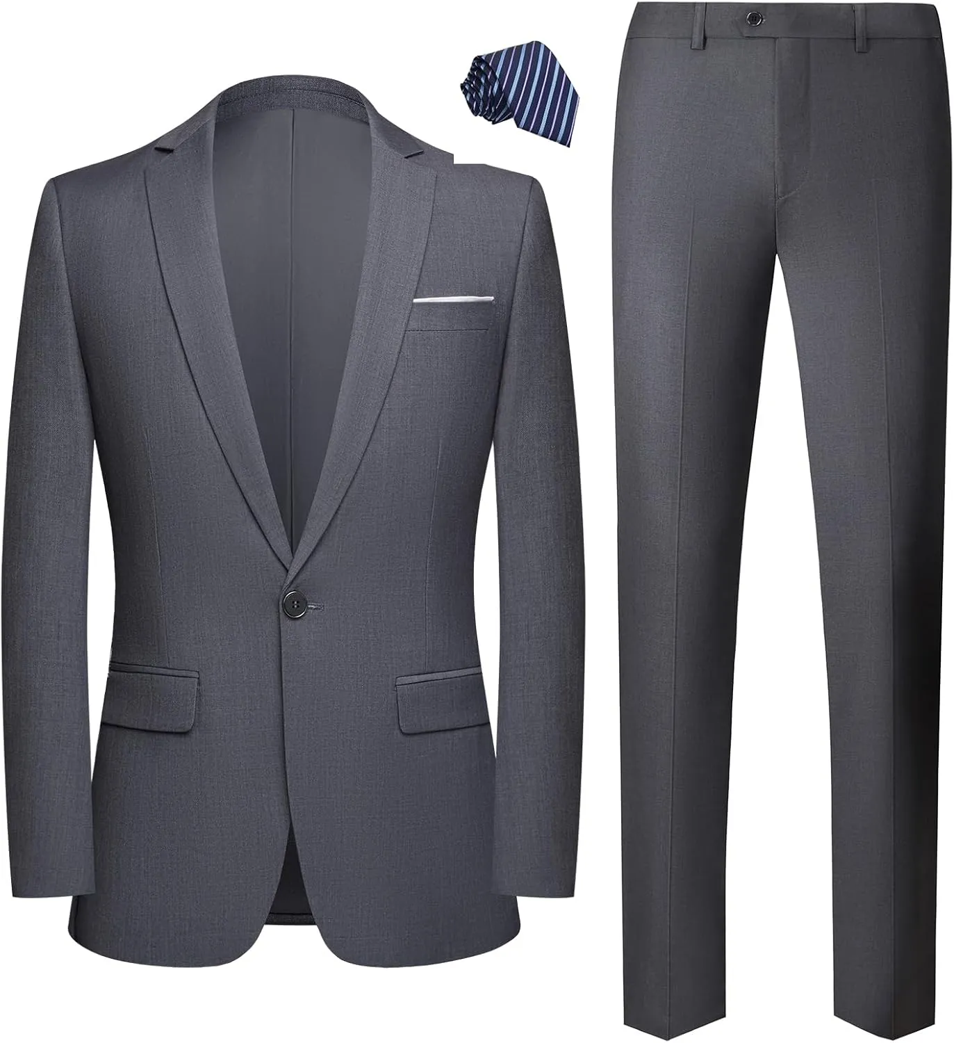 Mens 2 Piece Suits Classic Fit 1 Button Dress Suits Tuxedo Jacket Blazer for Wedding Business Dinner Prom