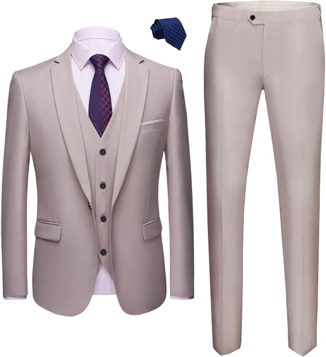 Mens 2 Piece Suits Classic Fit 1 Button Dress Suits Tuxedo Jacket Blazer for Wedding Business Dinner Prom
